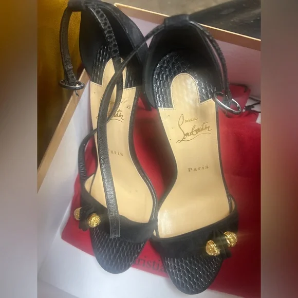 CHRISTIAN LOUBOUTIN Stanisandal 100 V Calf Jurassic Black